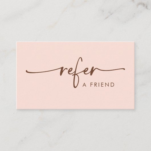 自然の桃と茶色の手書モダンきスクリプト 紹介カード (正面)