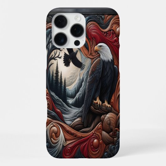 自然の森のイーグルデザイン iPhoneケース (裏面)