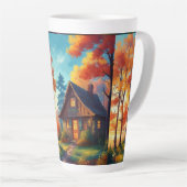 自然の森のコテージの風景 カフェラテマグ (右アングル)
