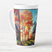 自然の森のコテージの風景 カフェラテマグ (左アングル)