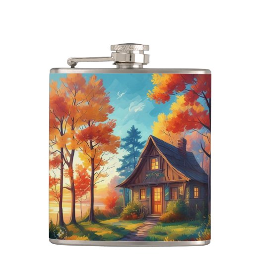 自然の森のコテージの風景 フラスク (正面)