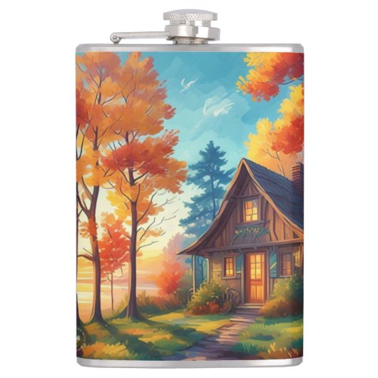 自然の森のコテージの風景 フラスク (正面)