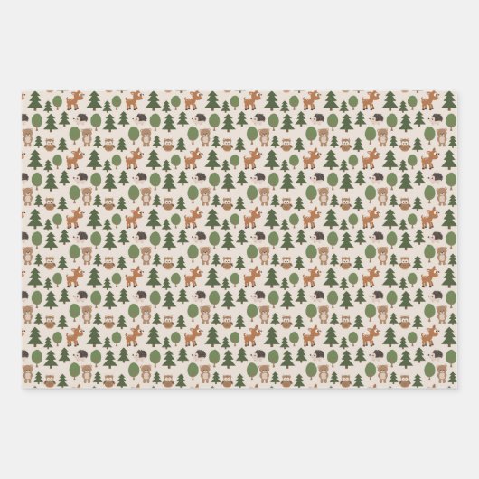 自然の森の友だちベビーアニマルズ ラッピングペーパーシート (正面3)