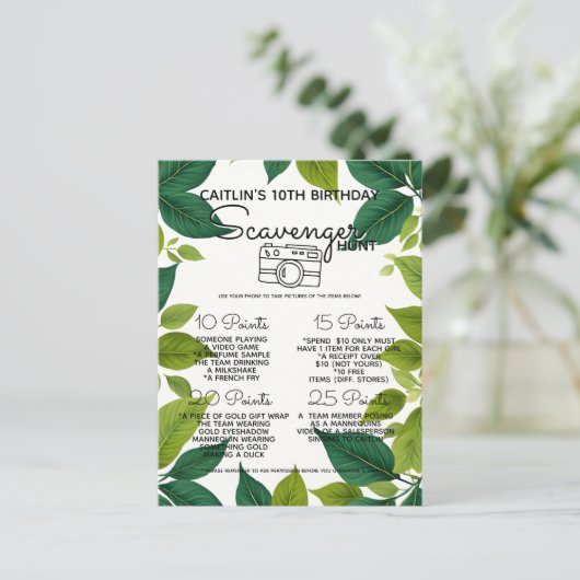 自然の森の宝探しゲームパーティー 案内ポストカード (スタンド正面)