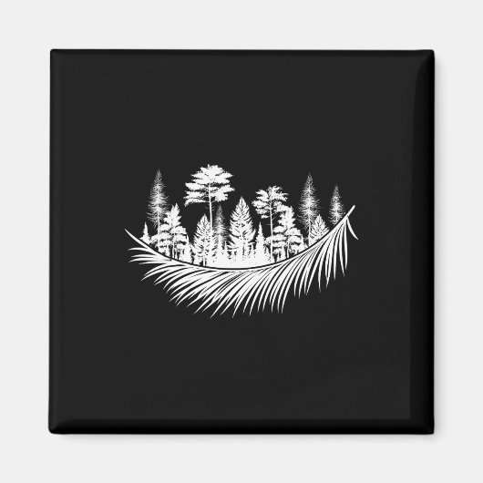 自然の森の植物の木々 キャンピング ハイキング 山 マグネット (正面)