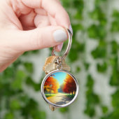 自然の森の秋の木 キーホルダー (手)