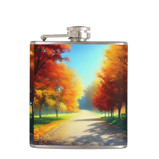 自然の森の秋の木 フラスク (正面)