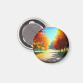 自然の森の秋の木 マグネット (正面/裏面)