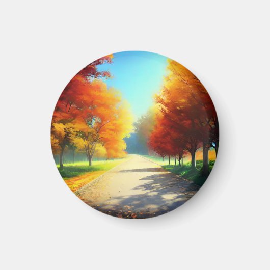 自然の森の秋の木 マグネット (正面)