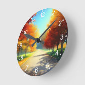 自然の森の秋の木 ラウンド壁時計 (傾斜)