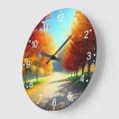自然の森の秋の木 ラージ壁時計 (傾斜)