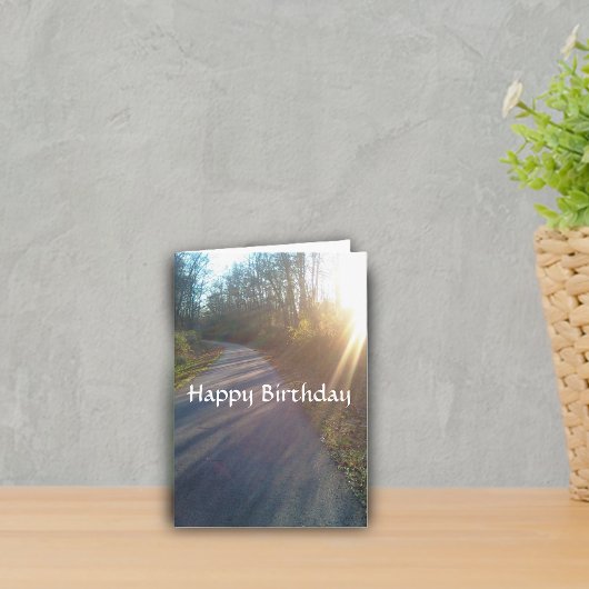 自然の森の道 陽光 草 誕生日 カード