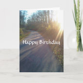 自然の森の道 陽光 草 誕生日 カード (正面)