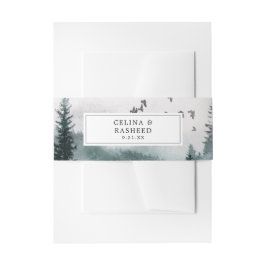 自然の森、木と鳥 招待状ベリーバンド