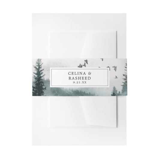 自然の森、木と鳥 招待状ベリーバンド (正面例)