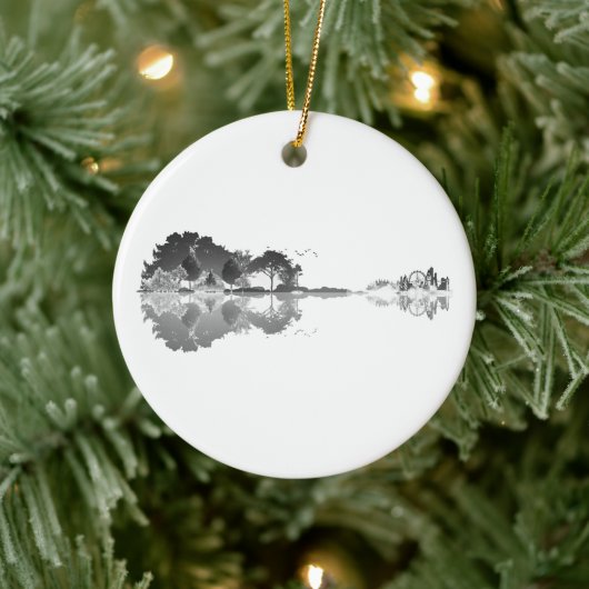 自然の歌：森の風景ギターアート セラミックオーナメント (ツリー)