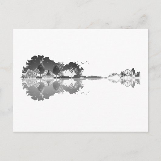 自然の歌：森の風景ギターアート ポストカード (正面)