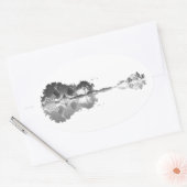 自然の歌:森の風景ギターアート 楕円形シール (封筒)