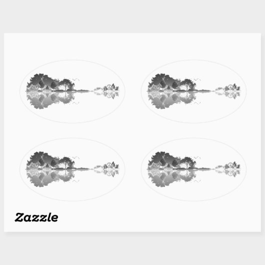 自然の歌:森の風景ギターアート 楕円形シール (シート)