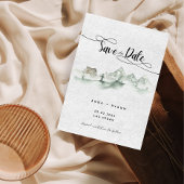 自然の水彩画 グレーの山々 Save the Date 招待状