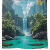 「自然の流れ – 息をのむような滝フォトカート シャワーカーテン (正面)