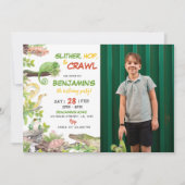 自然の爬虫類の誕生日パーティー招待状 招待状 (正面)