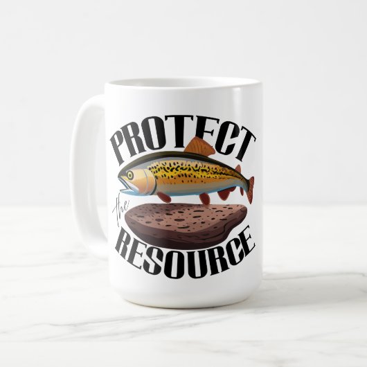 自然の生息地にいるニジマスの資源を守ろう コーヒーマグカップ (正面左)