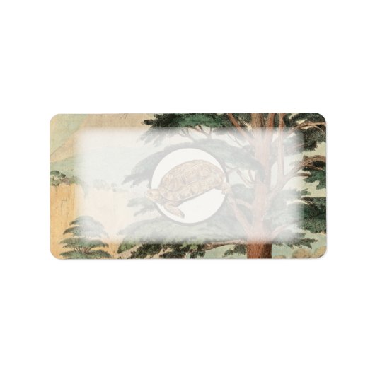 自然の生息地における砂漠の亀のイラストレーション ラベル (正面)