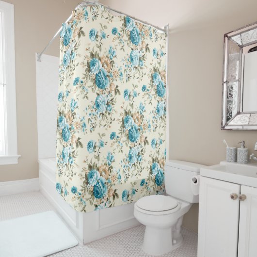 自然の目を引くフローラ装飾 シャワーカーテン (インサイチュ)