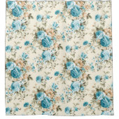 自然の目を引くフローラ装飾 シャワーカーテン (正面)