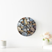 自然の石の河川敷 ラウンド壁時計 (ホーム)