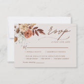 自然の秋の水の結婚色 出欠カード (正面)