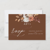 自然の秋の水の結婚色 出欠カード (裏面)