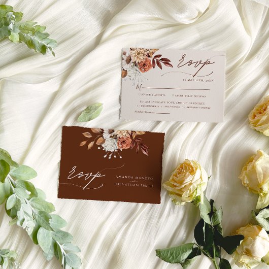 自然の秋の水の結婚色 出欠カード