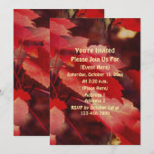 自然の紅葉の秋の風景 招待状 (正面/裏面)