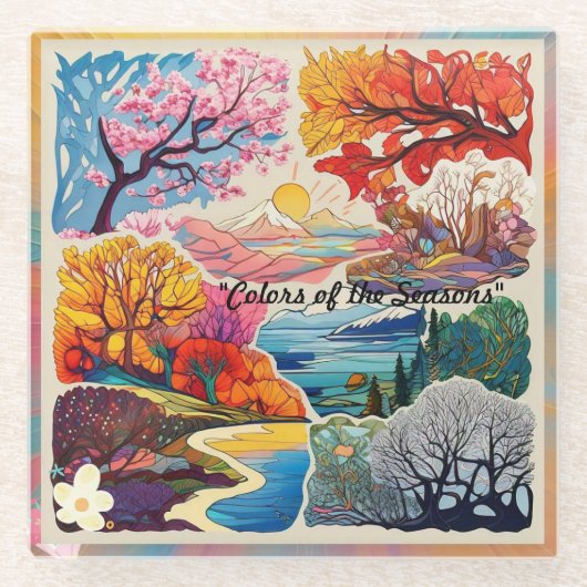 自然の絶え間なく変わる美しい ガラスコースター (正面)