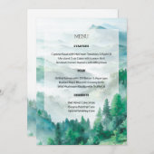自然の緑と白の手の絵を描ヒルズ結婚 メニュー (正面/裏面)