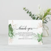 自然の緑と金ゴールドエレガント悔やみや弔慰 サンキューカード (スタンド正面)