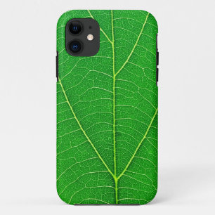 自然の緑の木の葉の質の箱 iPhone 11 ケース