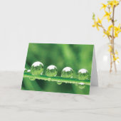 自然の緑の草の詩に露が落ちる カード (黄色い花)