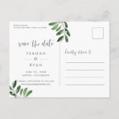 自然の緑 | 水彩画の結婚式お知らせカード 案内ポストカード (裏面)