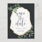 自然の緑 | 水彩画の結婚式お知らせカード 案内ポストカード (正面)