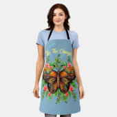 自然の美しいカラフル蝶と開花 エプロン (着用した状態)