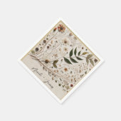 自然の美しさの植物の花と葉の結婚式 スタンダードカクテルナプキン (角)