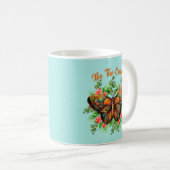 自然の美しさ カラフルな蝶と花 コーヒーマグカップ (正面右)