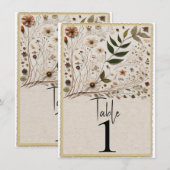 自然の美しさ ボタニカル フラワー テーブル ナンバー 招待状 (正面/裏面)