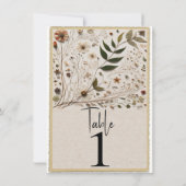 自然の美しさ ボタニカル フラワー テーブル ナンバー 招待状 (裏面)