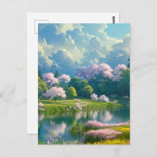 自然の色の流れるシンフォニー ポストカード (正面/裏面)