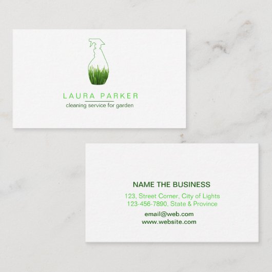 自然の芝生のスプレーのボトルクリーニングサービス 名刺 (正面/裏面)