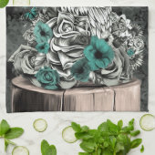 自然の花柄のフクロウの知恵 キッチンタオル (折り畳み)